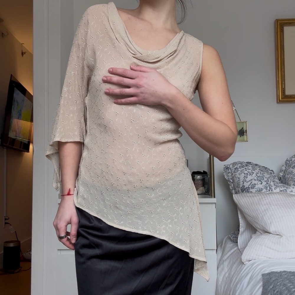 Elegant Cream Asymmetrical Top